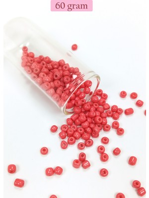 Just Cheap Store Dökme Cam Kum Boncuk Büyük Boy (6/0) 4 mm - 60 Gram - Açık Kırmızı - BNC125
