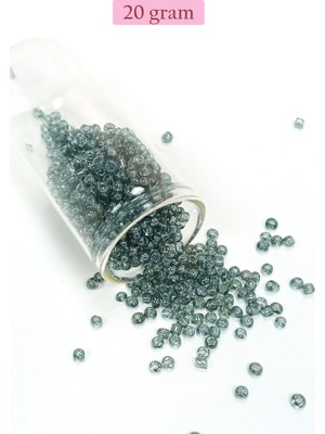 Just Cheap Store Dökme Cam Kum Boncuk (8/0) 3 mm - 20 Gram - Şeffaf Gri - BNC174