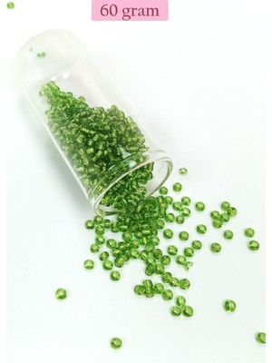 Just Cheap Store Dökme Cam Kum Boncuk (8/0) 3 mm - 60 Gram - Şeffaf Çimen Yeşili - BNC195