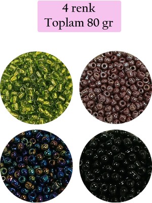 Just Cheap Store Dökme Cam Kum Boncuk (8/0) 3 mm - 4 Renk - Toplam 80 Gram - BNC422