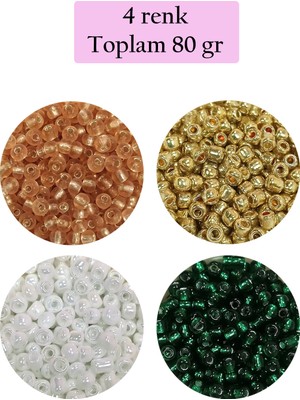 Just Cheap Store Dökme Cam Kum Boncuk (8/0) 3 mm - 4 Renk - Toplam 80 Gram - BNC416