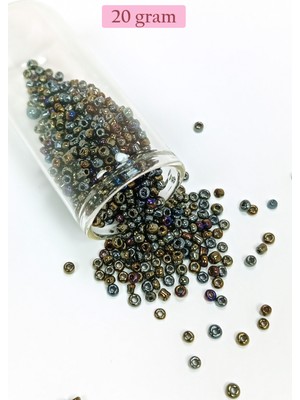 Just Cheap Store Dökme Cam Kum Boncuk (8/0) 3 mm - 20 Gram - Alacalı Renk - BNC151