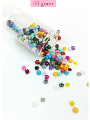 Just Cheap Store Dökme Cam Kum Boncuk Büyük Boy (6/0) 4 mm - 60 Gram - Karışık Renkli - BNC132