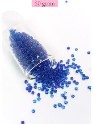 Just Cheap Store Dökme Cam Kum Boncuk (8/0) 3 mm - 60 Gram - Şeffaf Koyu Mavi - BNC202