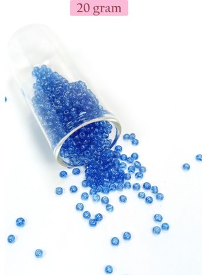 Just Cheap Store Dökme Cam Kum Boncuk (8/0) 3 mm - 20 Gram - Şeffaf Açık Mavi - BNC163