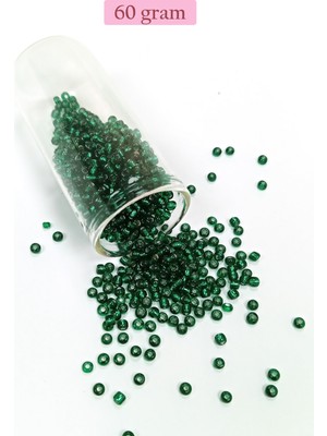 Just Cheap Store Dökme Cam Kum Boncuk (8/0) 3 mm - 60 Gram - Koyu Yeşil - BNC187