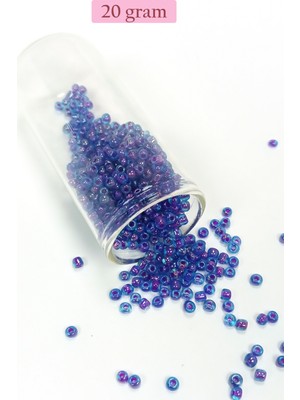 Just Cheap Store Dökme Cam Kum Boncuk (8/0) 3 mm - 20 Gram - Şeffaf Mavi - BNC149