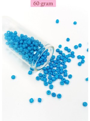 Just Cheap Store Dökme Cam Kum Boncuk Büyük Boy (6/0) 4 mm - 60 Gram - Açık Mavi - BNC142