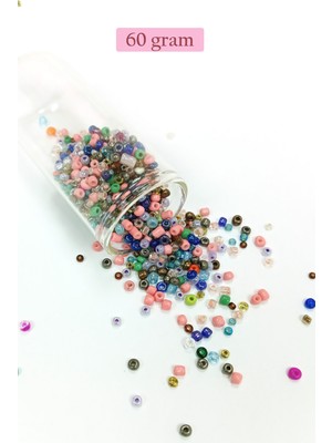 Just Cheap Store Dökme Cam Kum Boncuk (8/0) 3 mm - 60 Gram - Çok Renkli - BNC199