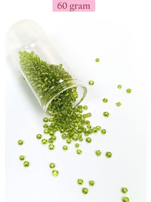 Just Cheap Store Dökme Cam Kum Boncuk (8/0) 3 mm - 60 Gram - Şeffaf Yeşil - BNC208