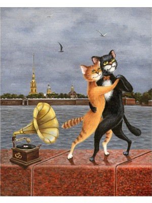 Marsilyan- Kanvas Kedilerin Dansı Sayılarla Boyama Seti Rulo