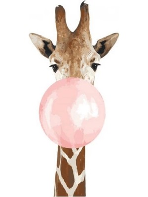 Marsilyan- Kanvas Pembe Sakız ve Zürafa Sayılarla Boyama Seti Rulo