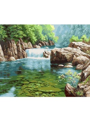 Marsilyan- Kanvas Şelale Sayılarla Boyama Seti Rulo