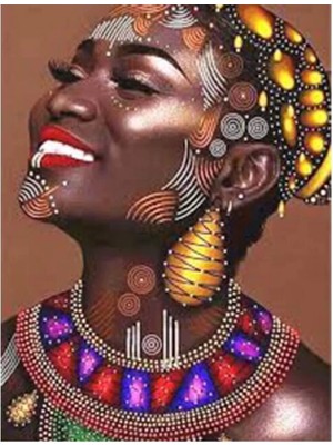 Marsilyan- Kanvas Afrikalı Güzel 8 Sayılarla Boyama Seti Rulo