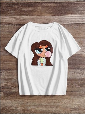 Woodroffe Kadın / Kız Sakızlı Kız Baskılı Oversize T-Shirt Salas Boyfriend