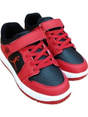 Cool Haykat Çocuk Bantlı Sneaker Siyah - Kırmızı 1