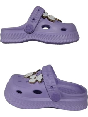 Akım Bebek Çocuk Lila  Renkli Taşlı-Bahçe-Havuz-Kreş Gündelik Kaymaz Ortopedik Sandalet Terlik