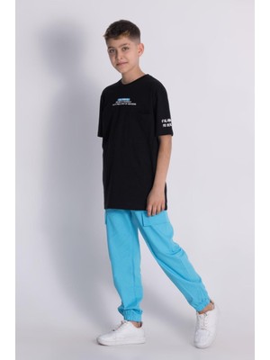 Magu Erkek Çocuk Oversize Baskılı Tişört & Kargo Pantolon Takımı - Rahat & Şık Kombin