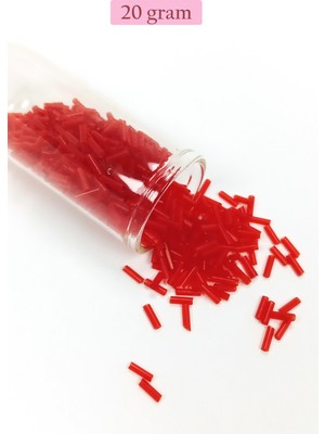Just Cheap Store Uzun Boru Kesme Boncuk Çap 2mm Uzunluk 10 mm - 20 Gram - Kırmızı - BNC245