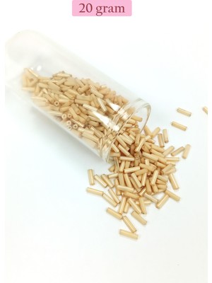 Just Cheap Store Uzun Boru Kesme Boncuk Çap 2mm Uzunluk 10 mm - 20 Gram - Koyu Krem - BNC229