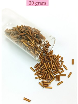 Just Cheap Store Uzun Boru Kesme Boncuk Çap 2mm Uzunluk 10 mm - 20 Gram - Gold - BNC248