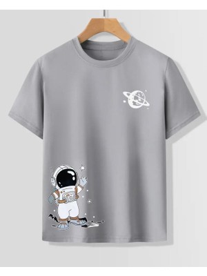 Punıx Kıds Özel Üretim Astronot Baskılı Yeni Stil  Erkek Çocuk Ter  Tutmayan Yazlık  T-Shırt