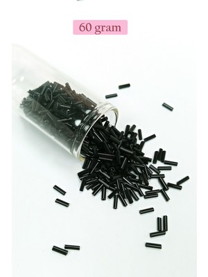 Just Cheap Store Uzun Boru Kesme Boncuk Çap 2mm Uzunluk 10 mm - 60 Gram - Siyah - BNC280