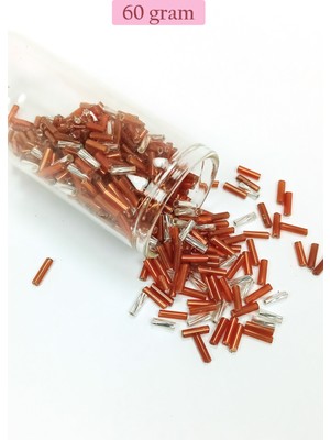 Just Cheap Store Uzun Boru Kesme Boncuk Çap 2mm Uzunluk 10 mm - 60 Gram - Kahverengi Gümüş - BNC301