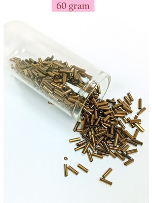 Just Cheap Store Uzun Boru Kesme Boncuk Çap 2mm Uzunluk 10 mm - 60 Gram - Parlak Gold - BNC288