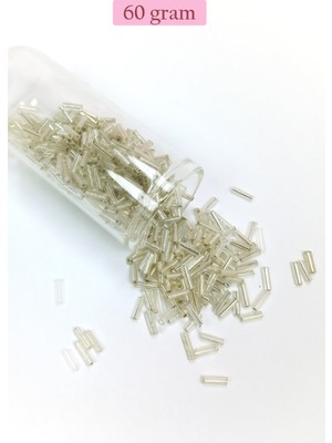 Just Cheap Store Uzun Boru Kesme Boncuk Çap 2mm Uzunluk 10 mm - 60 Gram - Gümüş - BNC271