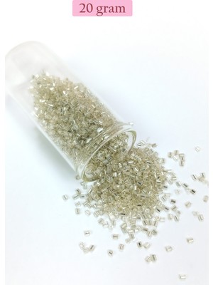 Just Cheap Store Kesme Cam Boncuk 2mm - 20 Gram - Şeffaf Gümüş -BNC330