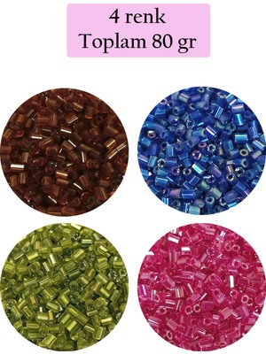 Just Cheap Store Kesme Cam Boncuk 2mm - 4 Renk - Toplam 80 Gram - BNC445