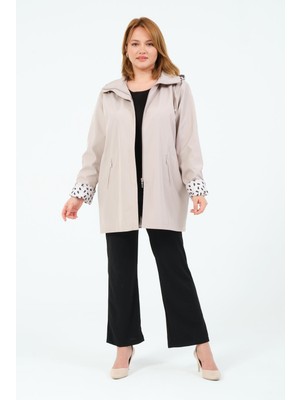 Seyhan Büyük Beden Kadın Mevsimlik  Astarlı Kısa Polyester Trençkot