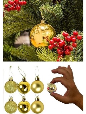 Home Dekor Hediye 12 Adet Gold 2,5  cm  Süs Topu parlak Gold mat Gold 12 Li Süs Mini Yılbaşı Topu Noel Çam Ağacı Topu