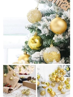 Home Dekor Hediye 12 Adet Gold 2,5  cm  Süs Topu parlak Gold mat Gold 12 Li Süs Mini Yılbaşı Topu Noel Çam Ağacı Topu