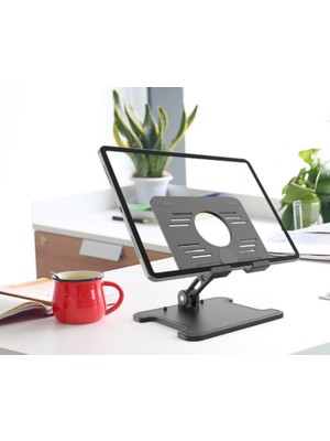 Gift Palace Katlanabilir Masaüstü Siyah Tablet ve Telefon Standı Taşınabilir Tablet Tutucu Telefon Tutucu Siyah