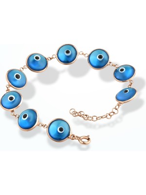 Nox Jewelry 925 Ayar Mikron Altın Kaplama Göz Boncuklu Bileklik - CB00135