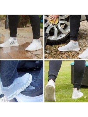 Ozcmax Silikon Ayakkabı Kılıfı Kaymaz Su Kir Geçirmez  M Beden Siyah