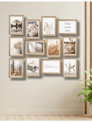 12 Parça Ahşap Çerçeve Görünümlü To Love Duvar Dekoru Salon Oturma Yatak Odası Için 15X20 Tablo Seti