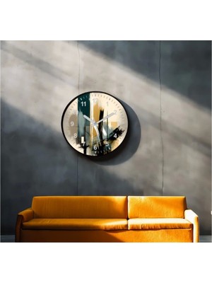 Marsilyan- Dekoratif 3D Baskı Geometrik Desen Yuvarlak Duvar Saati -53