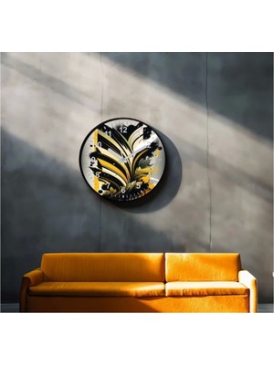 Marsilyan- Dekoratif 3D Baskı Geometrik Desen Yuvarlak Duvar Saati -150