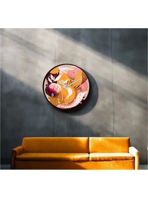 Marsilyan- Dekoratif 3D Baskı Geometrik Desen Yuvarlak Duvar Saati -52