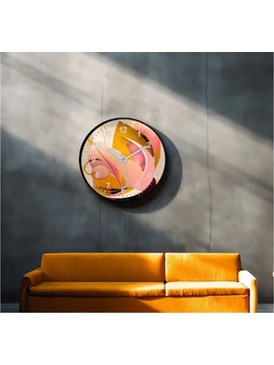 Marsilyan- Dekoratif 3D Baskı Geometrik Desen Yuvarlak Duvar Saati -47