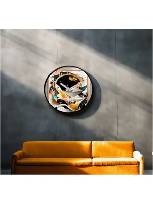 Marsilyan- Dekoratif 3D Baskı Geometrik Desen Yuvarlak Duvar Saati -155