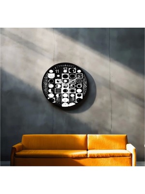 Marsilyan- Dekoratif 3D Baskı Geometrik Desen Yuvarlak Duvar Saati -60