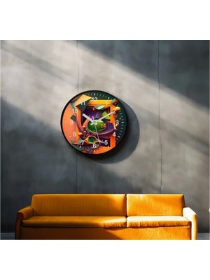 Marsilyan- Dekoratif 3D Baskı Geometrik Desen Yuvarlak Duvar Saati -25