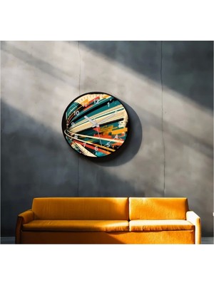 Marsilyan- Dekoratif 3D Baskı Geometrik Desen Yuvarlak Duvar Saati -62