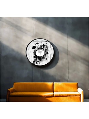 Marsilyan- Dekoratif 3D Baskı Geometrik Desen Yuvarlak Duvar Saati -124