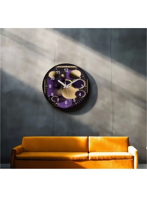 Marsilyan- Dekoratif 3D Baskı Geometrik Desen Yuvarlak Duvar Saati -35