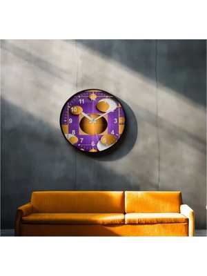 Marsilyan- Dekoratif 3D Baskı Geometrik Desen Yuvarlak Duvar Saati -46